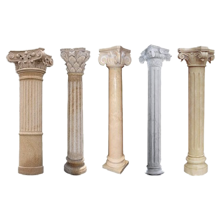 Custom Outdoor Decoration Pillar Interior Roman Granite Marble Column Carved Stone Pillar