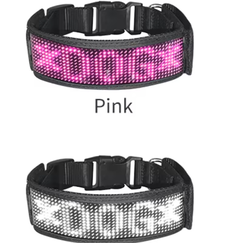 Factory Price Luminous Scrolling USB Rechargeable Flashing LED Pets Band