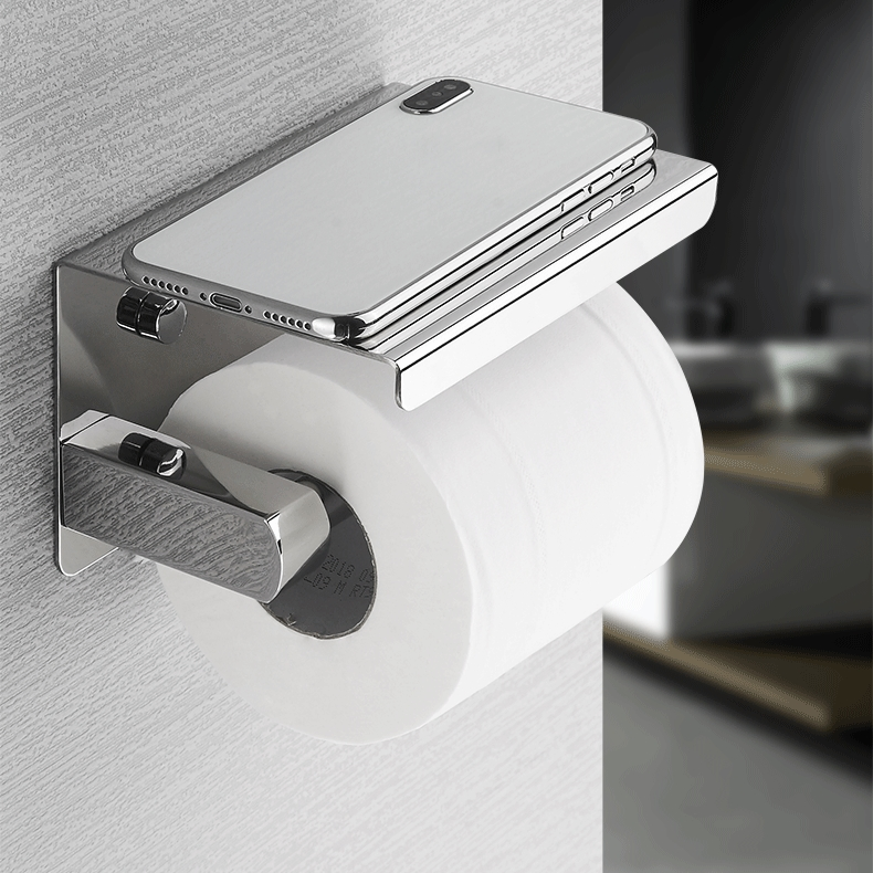 Держатель для туалетной щетки и телефона SUS304, матовый черный