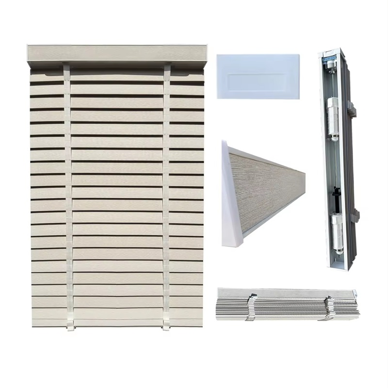 Electric Cordless Venetian Wooden Blinds Vertical Pattern Window Shades