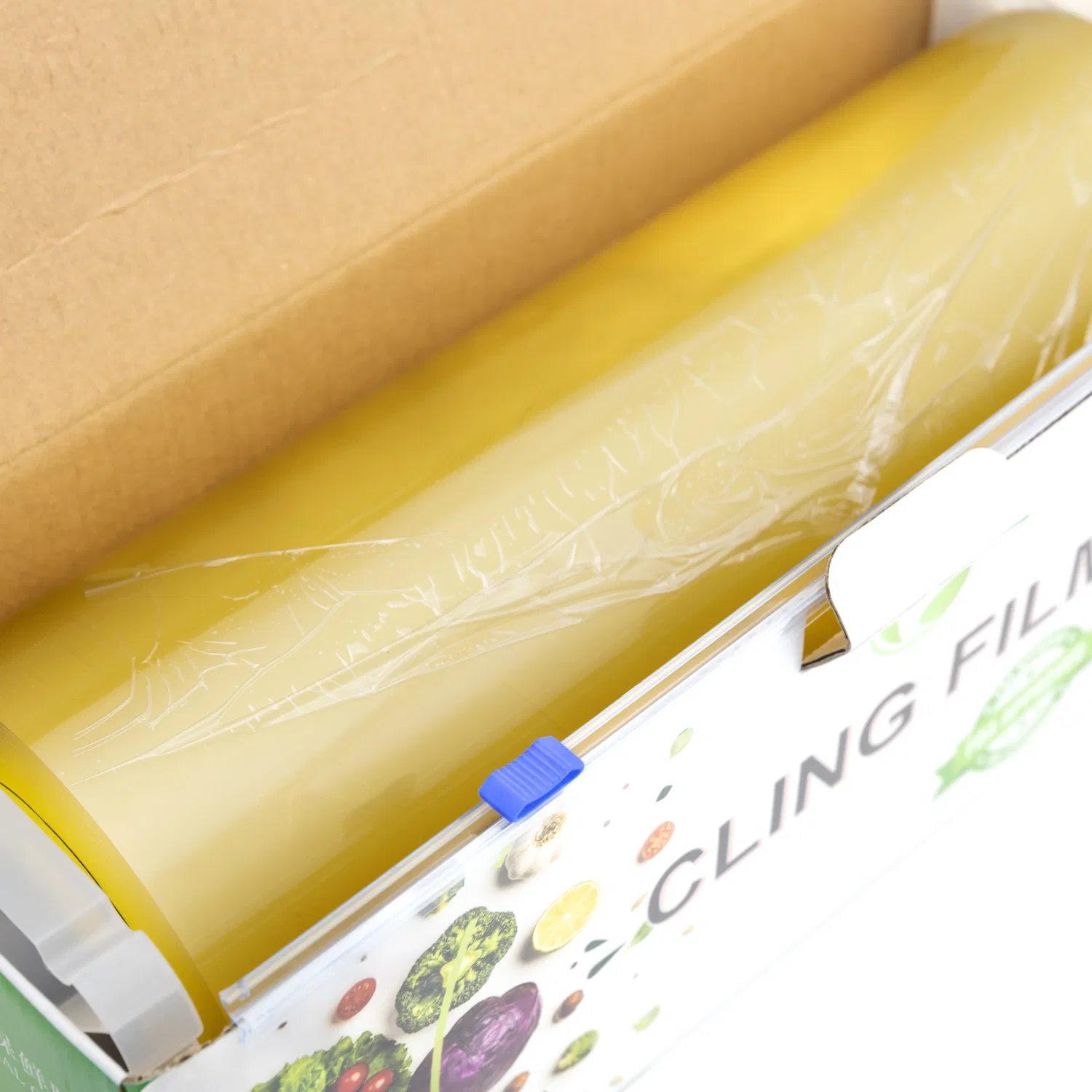 Factory Wholesale Slide Cutter Food Pack Stretch PVC Cling Wrap Film PVC Food Cling Wrap Roll