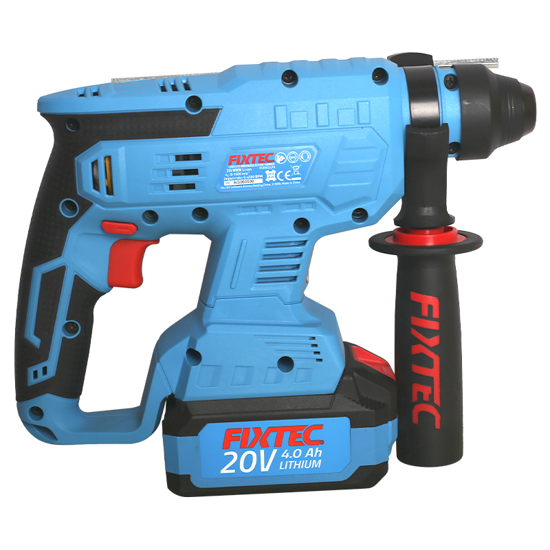 Fixtec Heavy Duty SDS-Plus 2X4000mAh Li-ion Battery 22mm Concrete Breaker Machine 20V Cordless Tools Brushless Rotary Demolition Hammer Drill