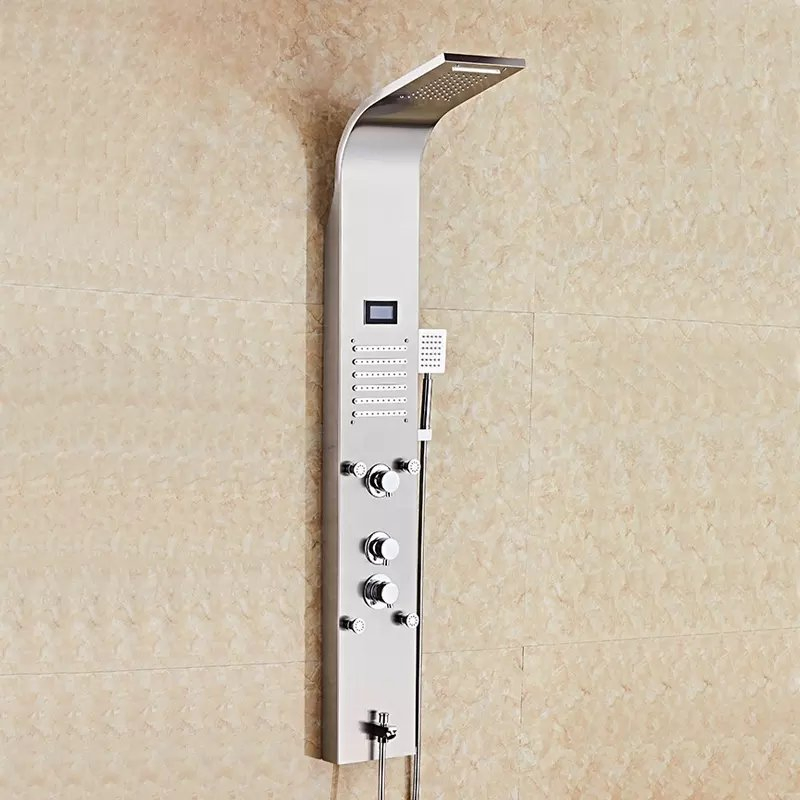 Shower Panel Tower System Bathroom Wall Mounted Stainless Steel Waterfall Shower Column Set Tower Massage Jets Shower Panels