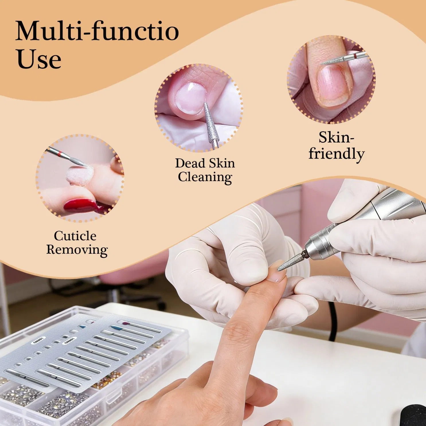 Manicure Tools Are Arranged in Russian-Style Front Edge Treatment and Nail Removal Universal Front Peeling and Grinding Head Carbide Bits Kit