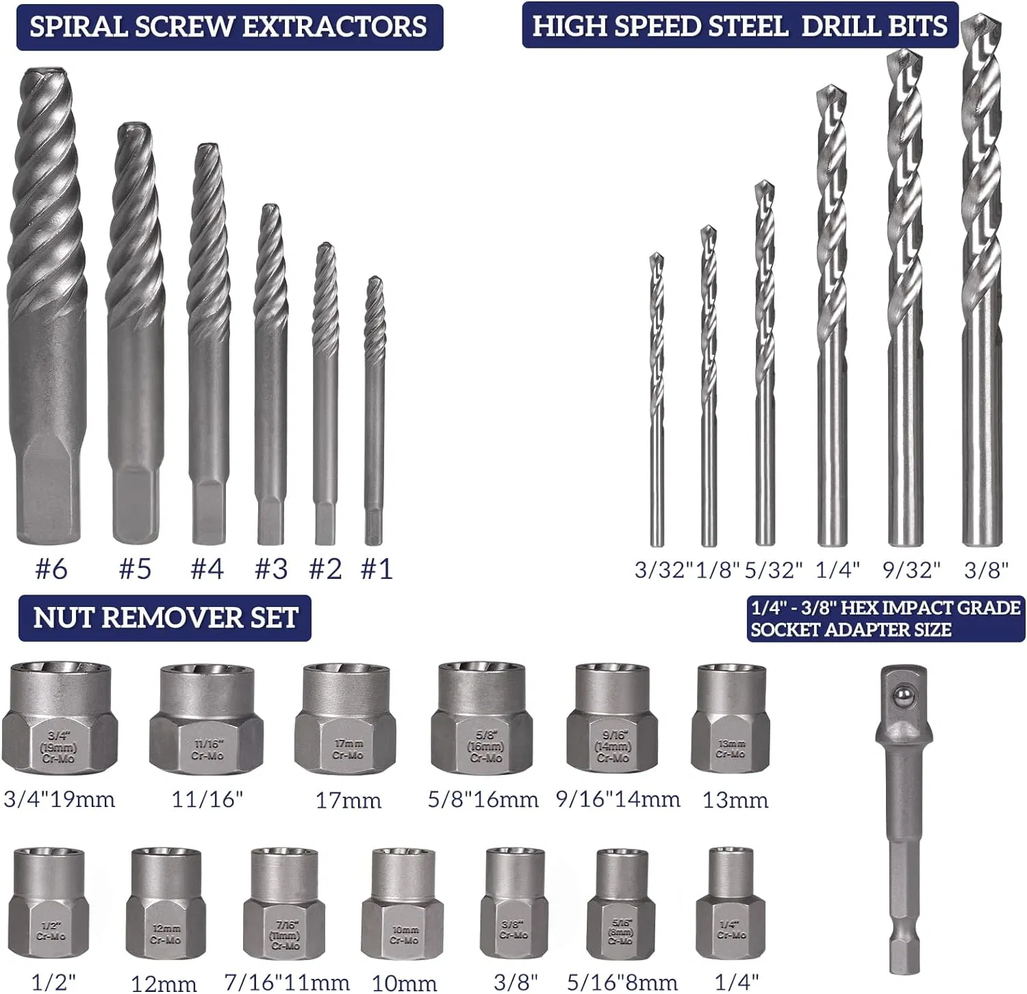 26PCS Heavy Duty Lug Nut Remover Socket Set