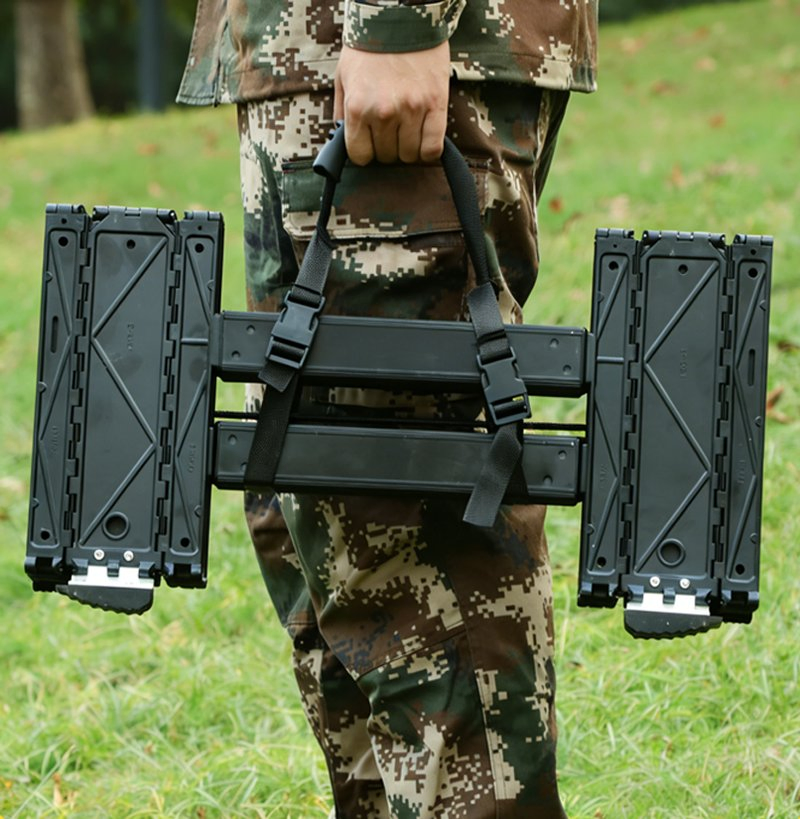 Portable Aluminum Telescopic Folding Ladder One-Key Retraction Mechanism 10FT Lightweight Tactical Step Ladder Multi-Use