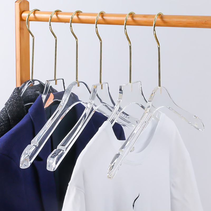 Wholesale Crystal Transparent Clothing Store Special Women's Plastic Acrylic Clothes Hanger Traceless Pants Clip