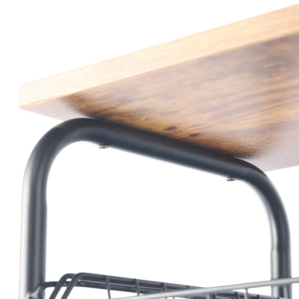 Мобильная кухонная тележка на колесах с 4 полками и корзиной