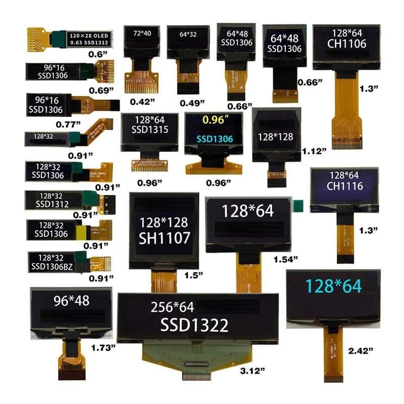 Монохромный OLED дисплей 0.96 дюйма, желтый/синий