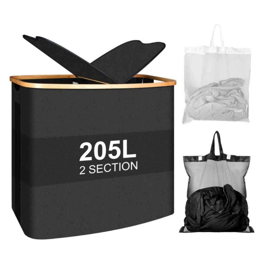 Cross-Border Foldable Clothes Basket, Dirty Clothes Basket with Inner Pocket, Oxford Cloth Storage Basket
