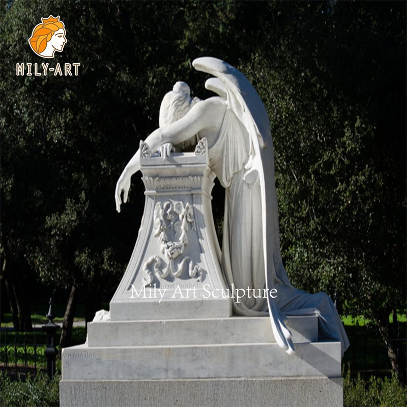 Weeping Marble Angel of Grief Tombstone