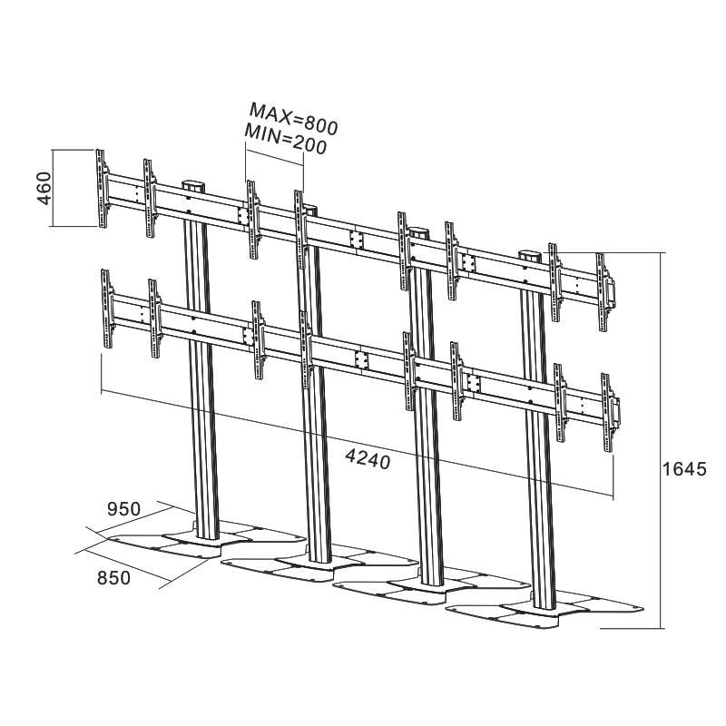 Landscape Video Wall Stand Eight-Screens Floorbase (AW 800A)
