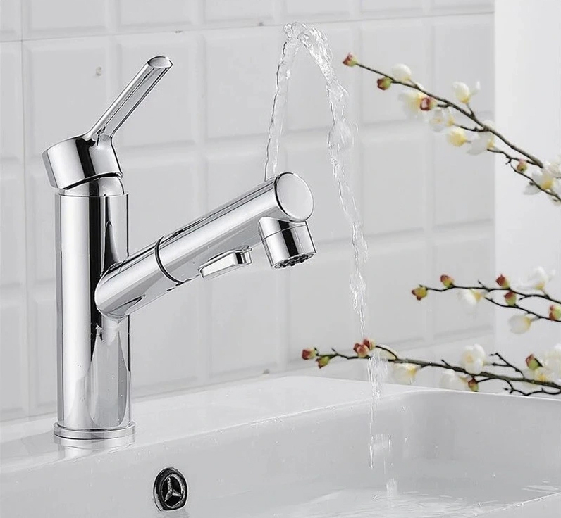 Matt Black Chrome Brass Single Lever Handle Swivel Hot Sale Bathroom Shower Bath Kitchen Wash Basin Sink Bathtub Water Mixer Faucet Tap with Pull out Pull Down