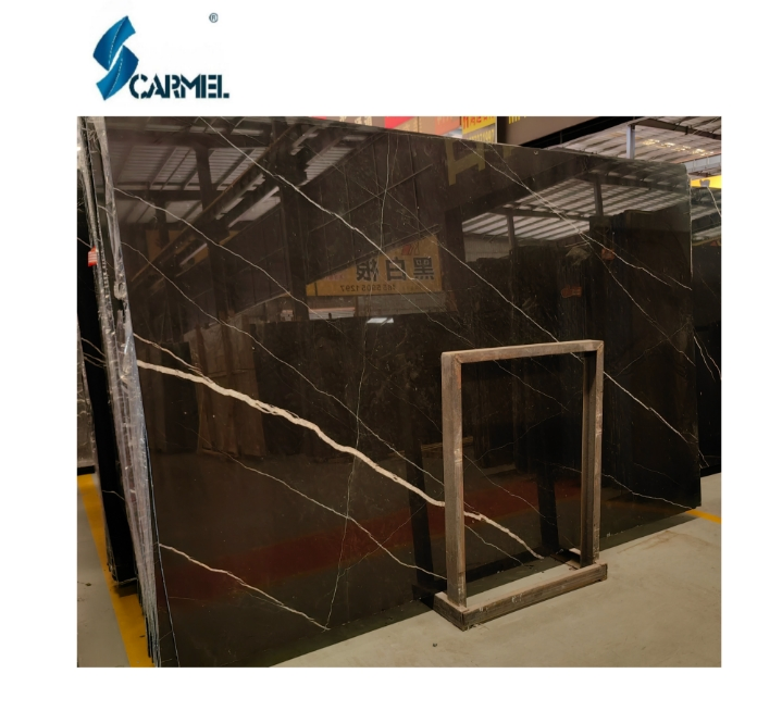 Natural Polished Black Marquina Marble Slab