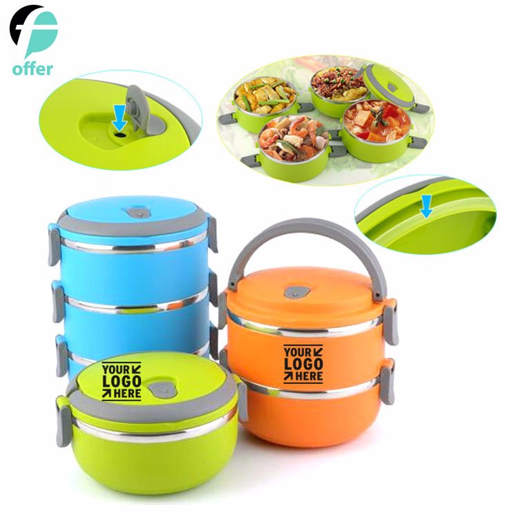 Round Stackable Stainless Steel Thermal Lunch Box