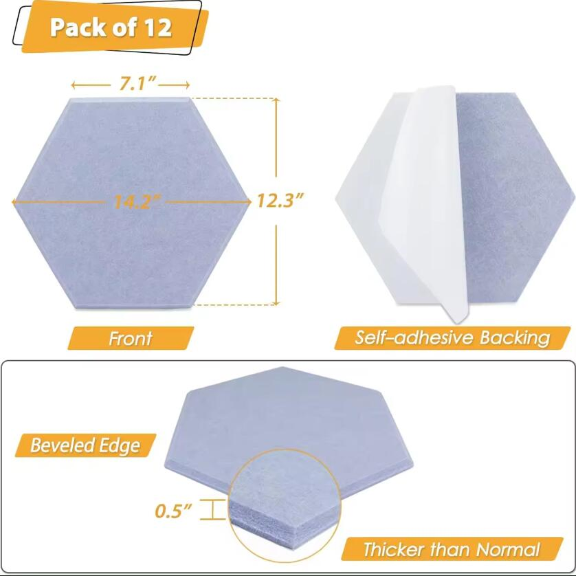 High Density Felt Sound Proof Indoor for Kids Decorate Self-Adhesive Hexagon Board Pet Acoustic Panels