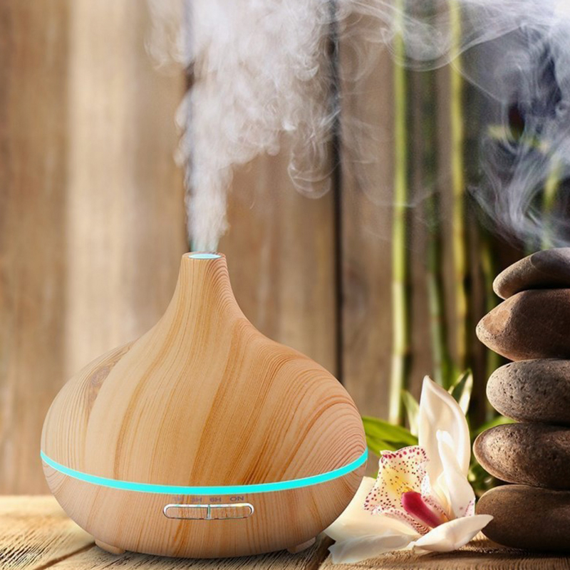 Wood Grain Ultrasonic Air Humidifier Vase Humidifier Mist Maker Scent Air Humidifier