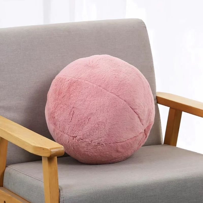 Faux Rabbit Fur Round Cushion of Sofa Pillows Travel Seat