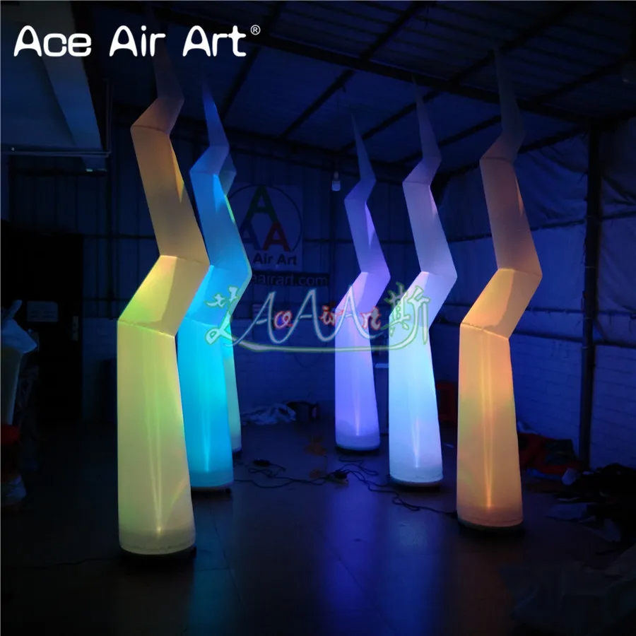 6 PCS/Lot 3mh Beautiful Inflatable Flash Lighting Bolt Inflatable Flash Pillars for Stage Party Decorations