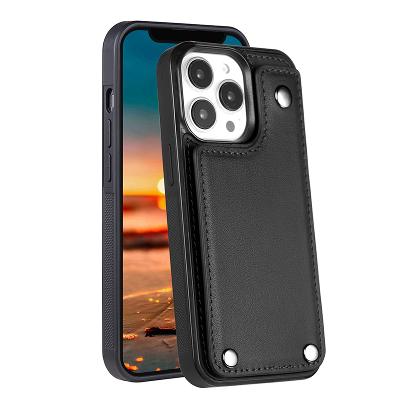 Чехол для Ai Phone 14 из кожи с держателем карт