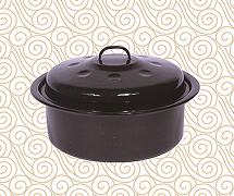 2.5L/4L/6L/11L Enamel Deep Fryer Sour Casserole Phtato Pot Turkey Roast Pan with Enamel Metal Cover and Stainless Steel Rack