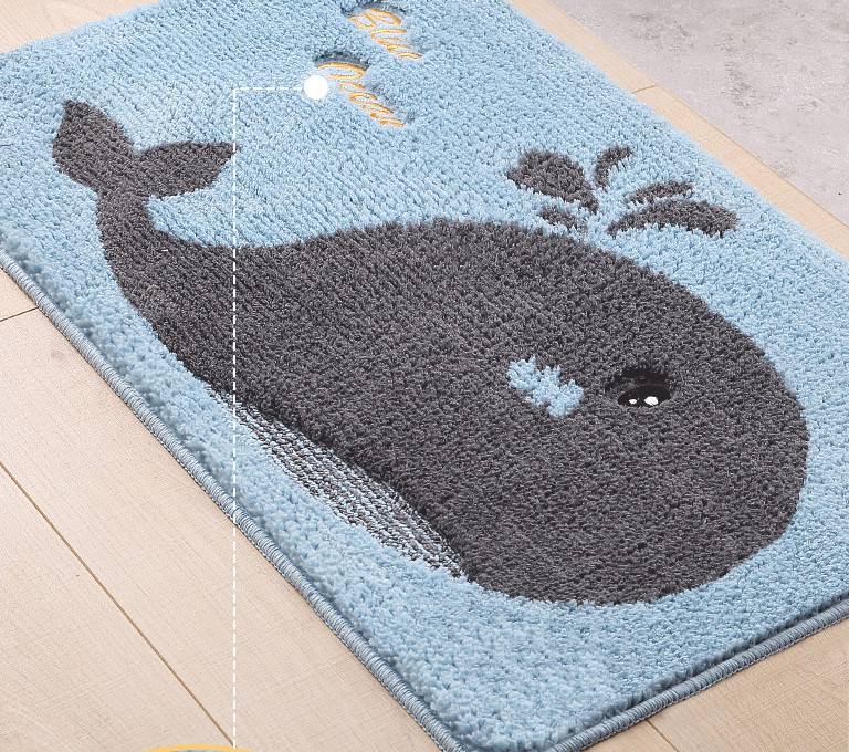 Comfortable Touching Luxury Shaggy Bathroom Flocked Fabric Mat