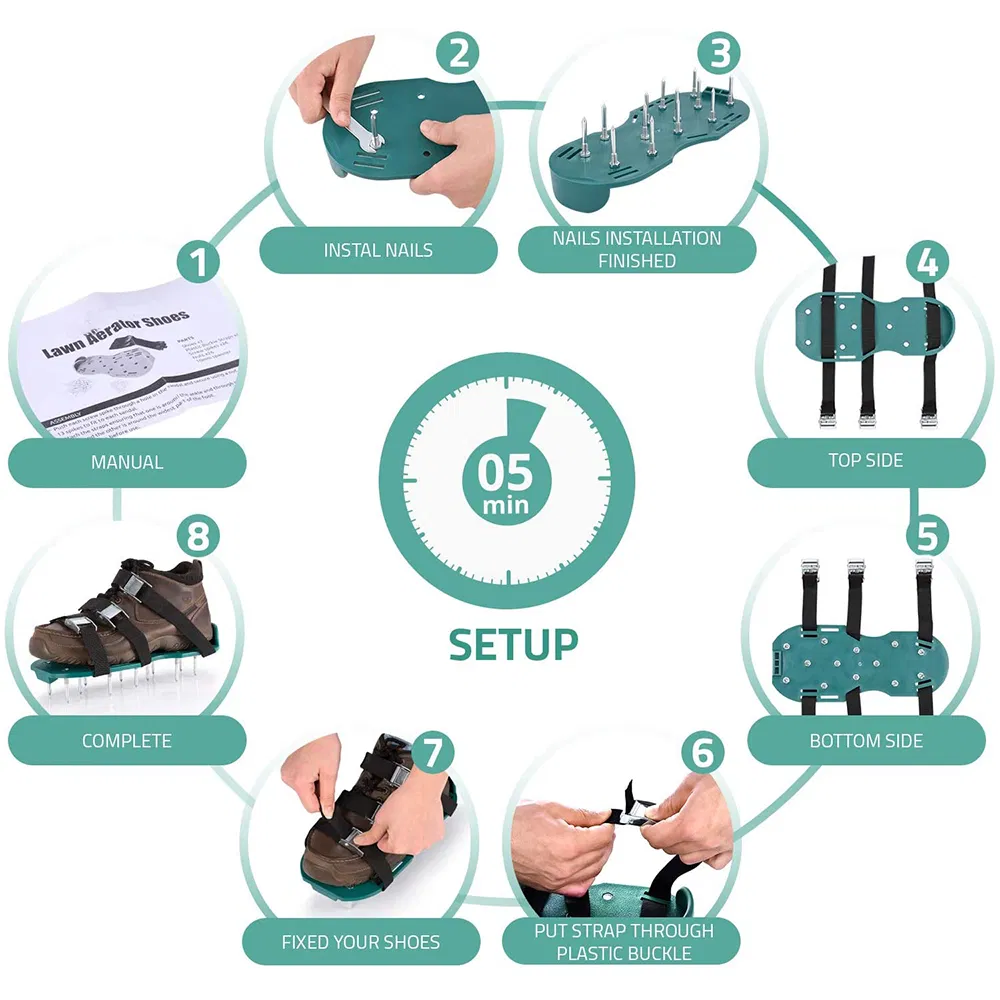 New Design Garden Walked Lawn Aerator Shoes Plastic Soil Loosener Cultivator Portable Garden Scarifier for Yard