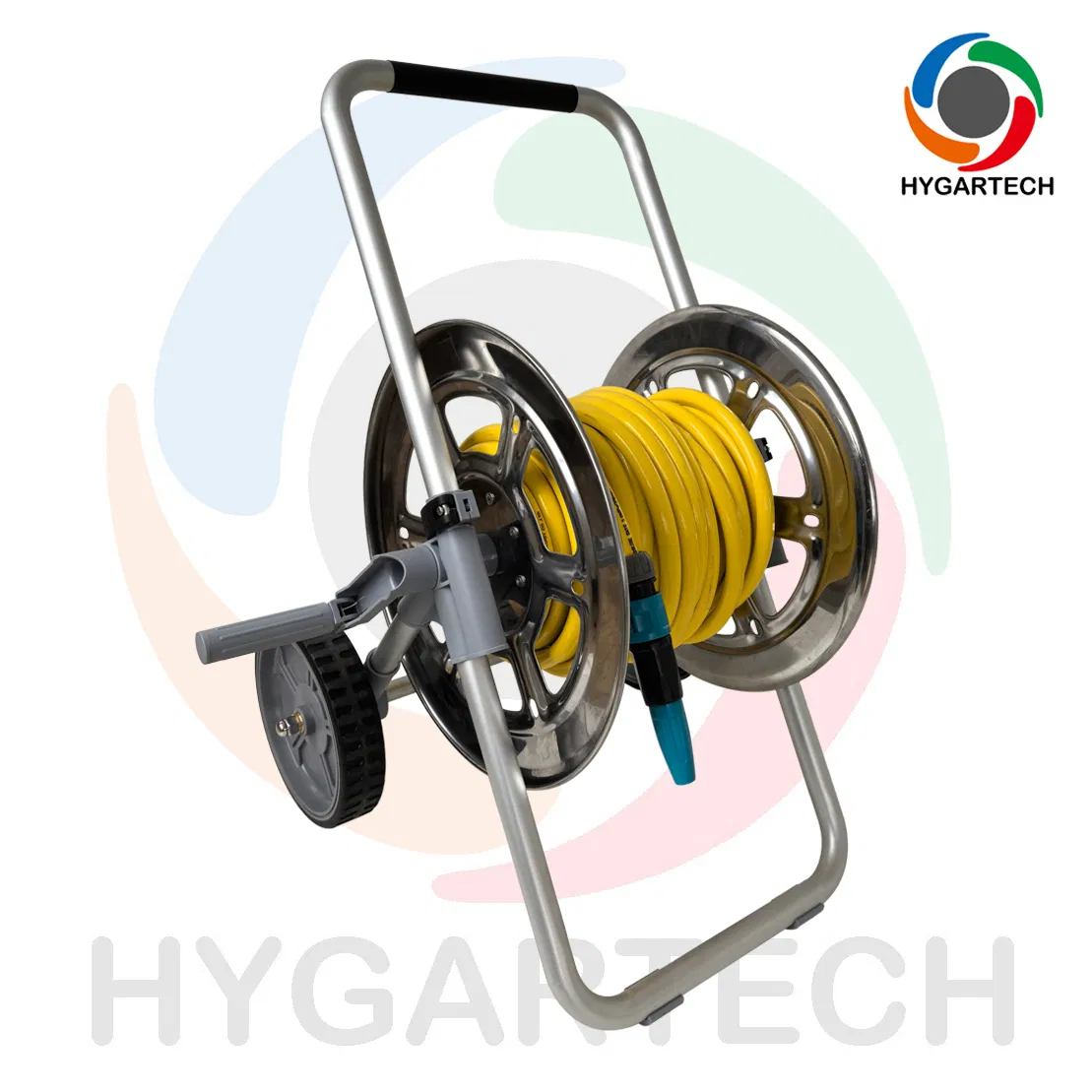 Trolley Hose Reel Cart with 1/2" X50m PVC Hose and Spray Nozzle for Gardening and Irrigation