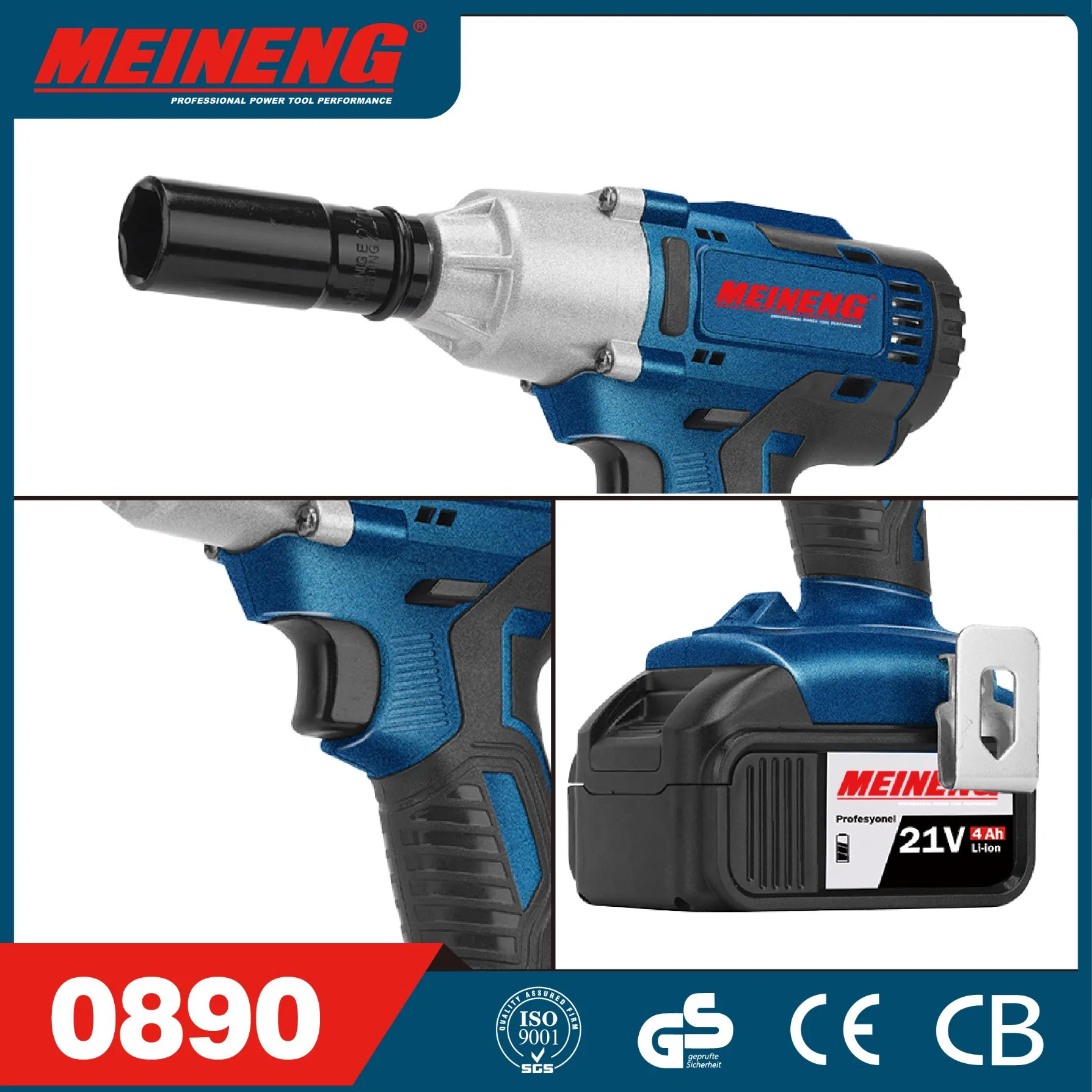 PowerPro Cordless Electric Wrench with High Torque and Lithium Battery