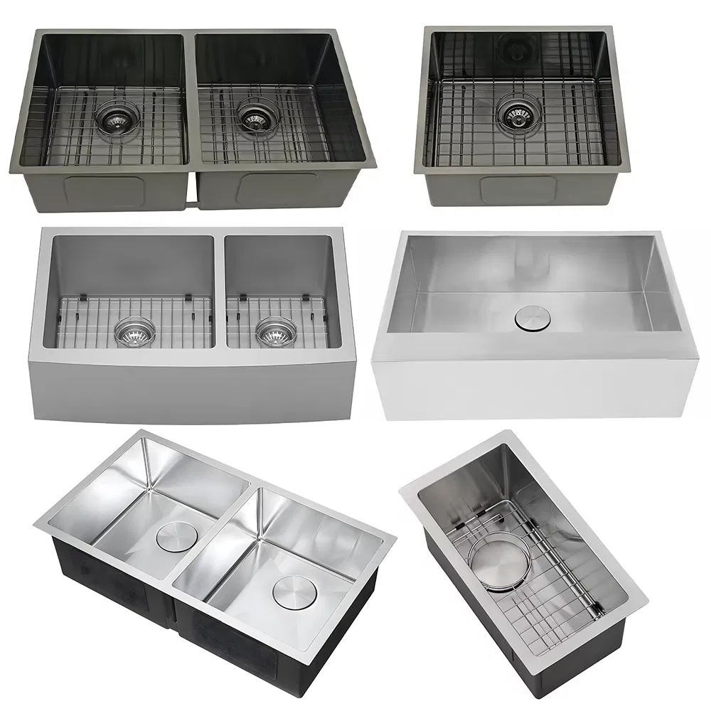 Manufacturer Direct Single Double Bowl Kitchen Sink Undermount Wash Basin Handmade Stainless Steel Sink
