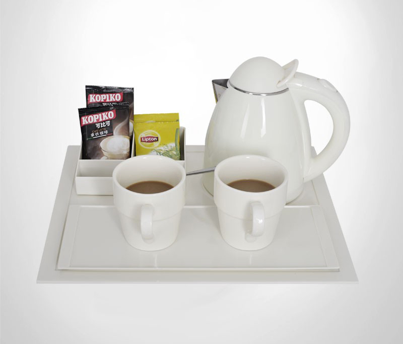 Hotel Supplies 1.2L Electric Kettle with Welcome Tray Set for Guest Room