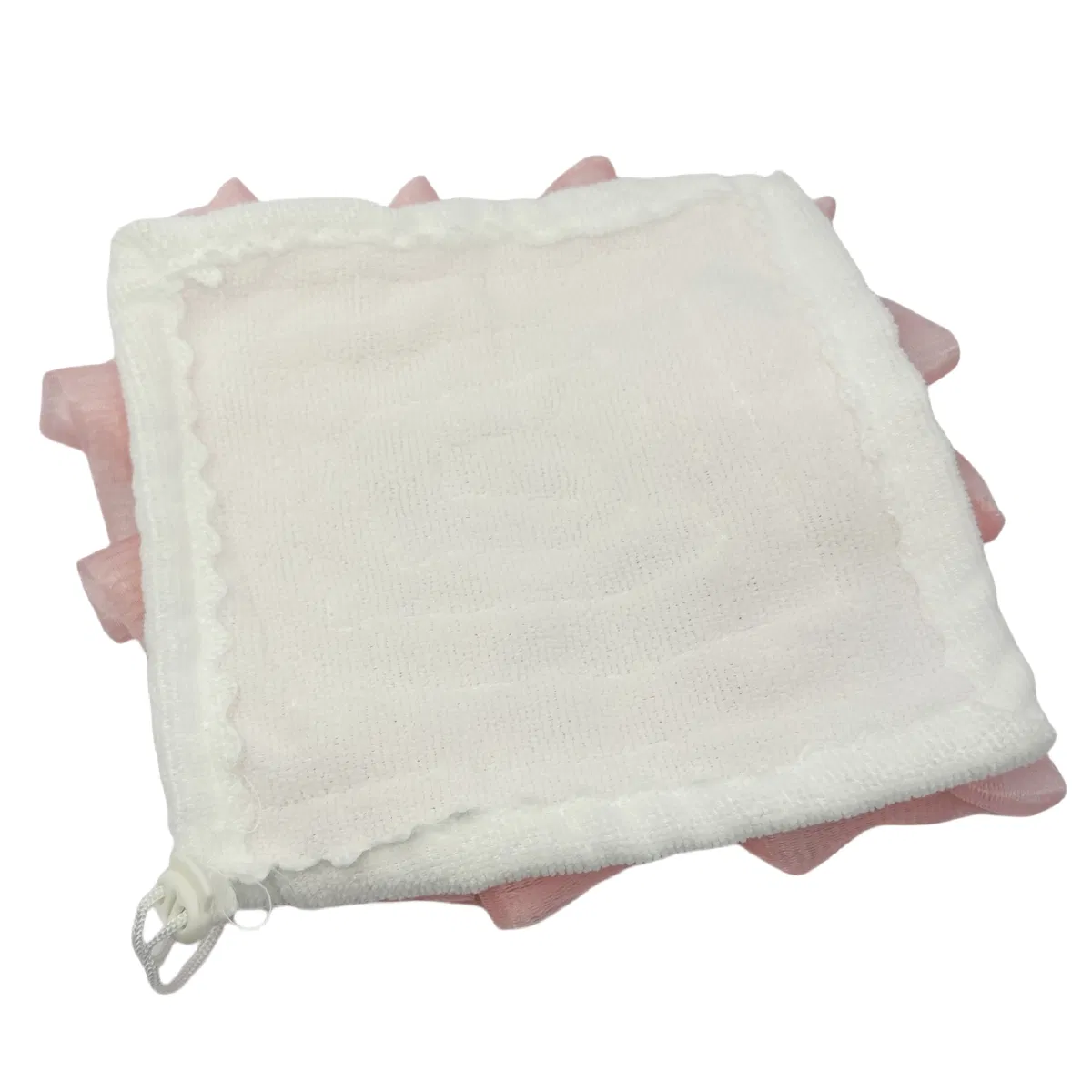2-in-1 Bath Loofah Sponge with Drawstring Shower Washcloth Loofah for Exfoliating Shower