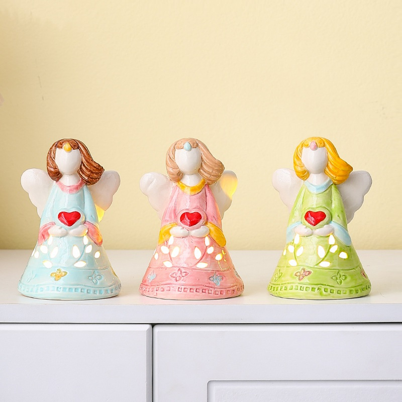 Elegant LED Angel Night Light with Modern Ceramic Design