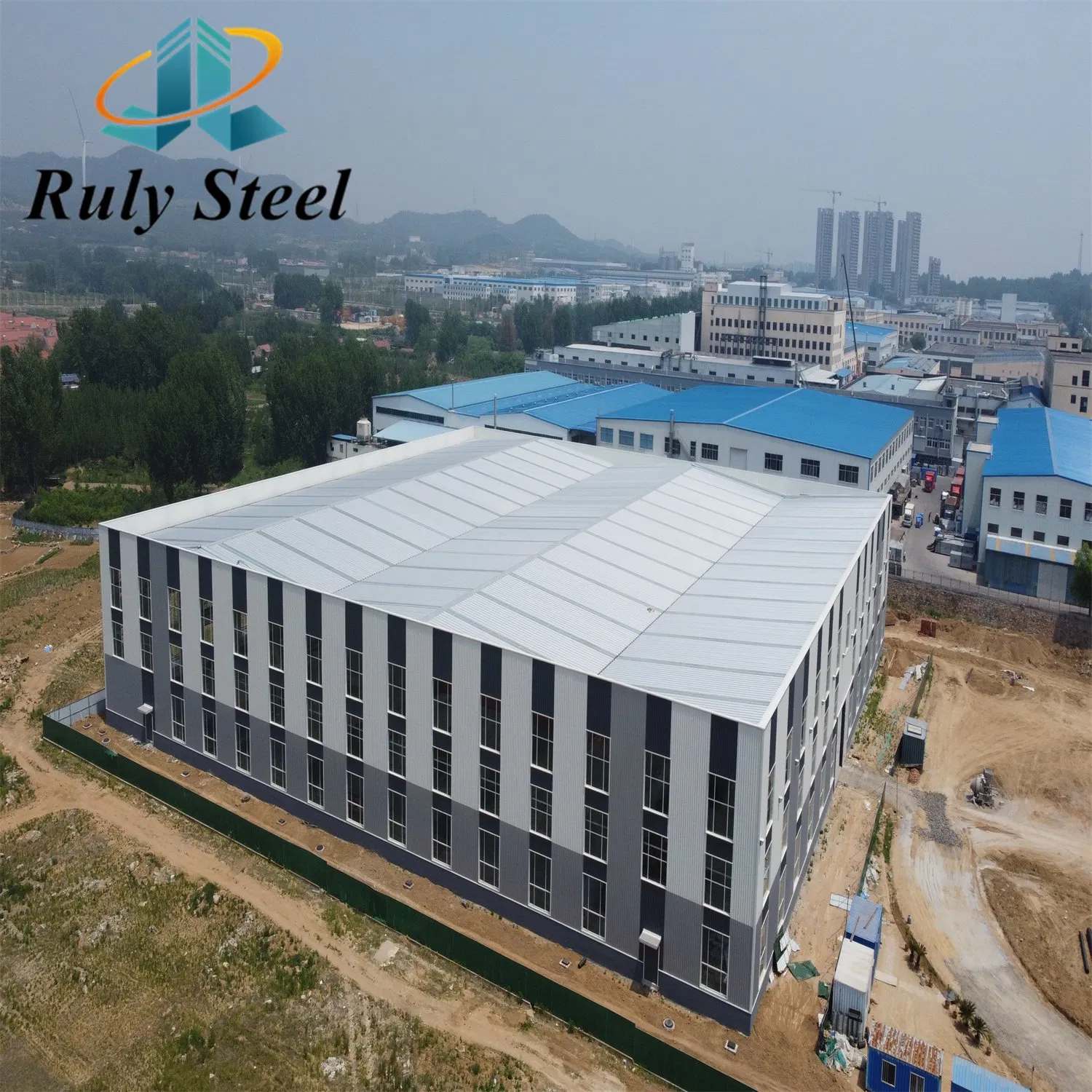 Prefabricated Steel Frame H-Beam and Column Large-Span Factory Warehouse with Bridge Crane
