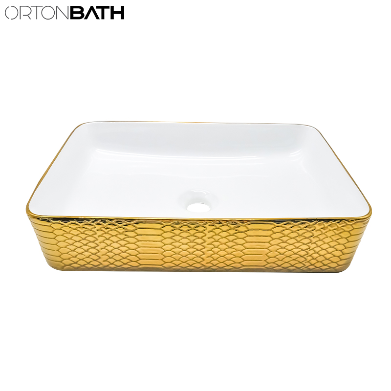 Раковина Ortonbath прямоугольная с золотой кромкой