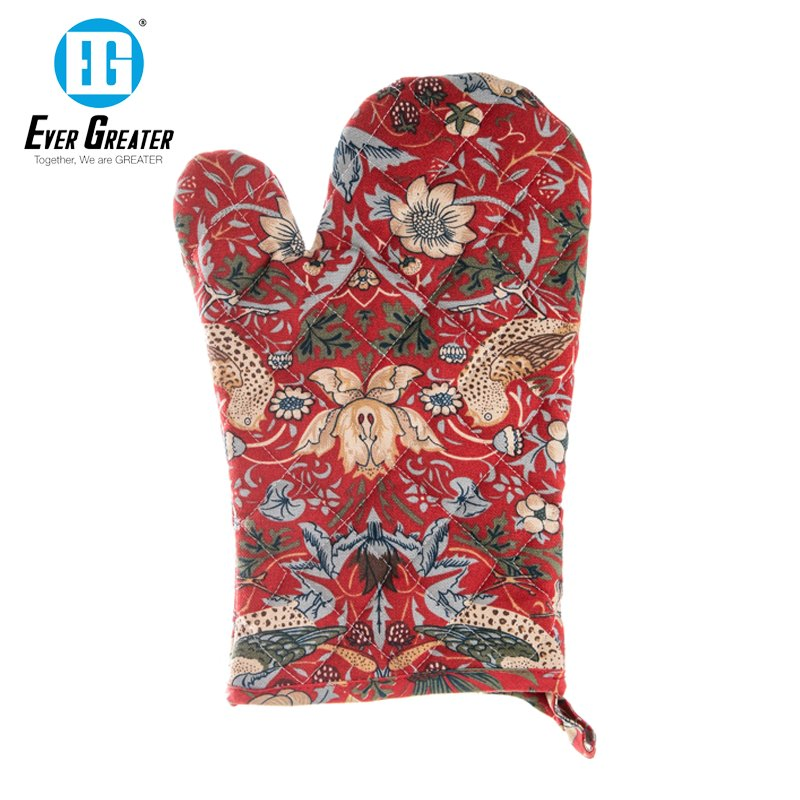 Stylish Printed Design Premium Custom Oven Mitts Heat Resistant Cotton Perfect Christmas Cooking and Baking Oven Mitts