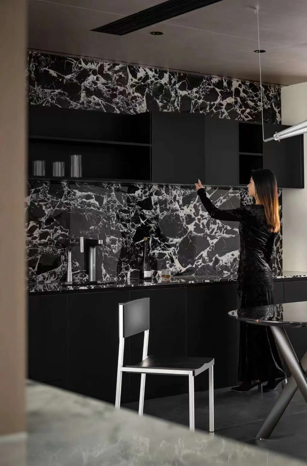 France Black Big Slab for Interior Polished Flooring