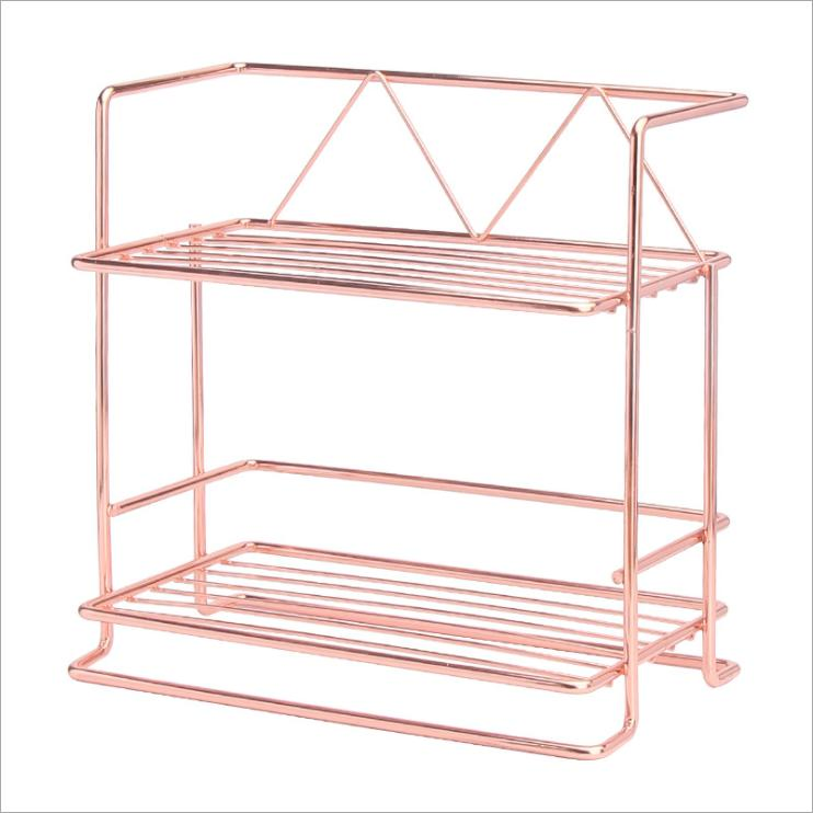 Double Layers Iron Cosmetics Storage Rack Household Desktop Cosmetics Storage Rack