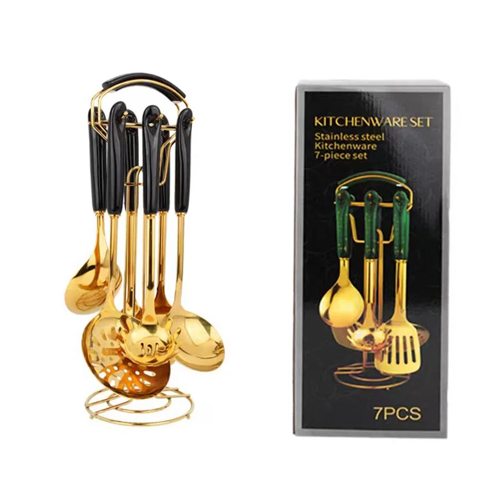 Kitchenware Nordic Style Stainless Steel 7-Piece with Ceramic Handle Cookware Set