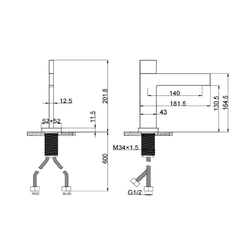 Смеситель для раковины AIM, латунь, однорычажный