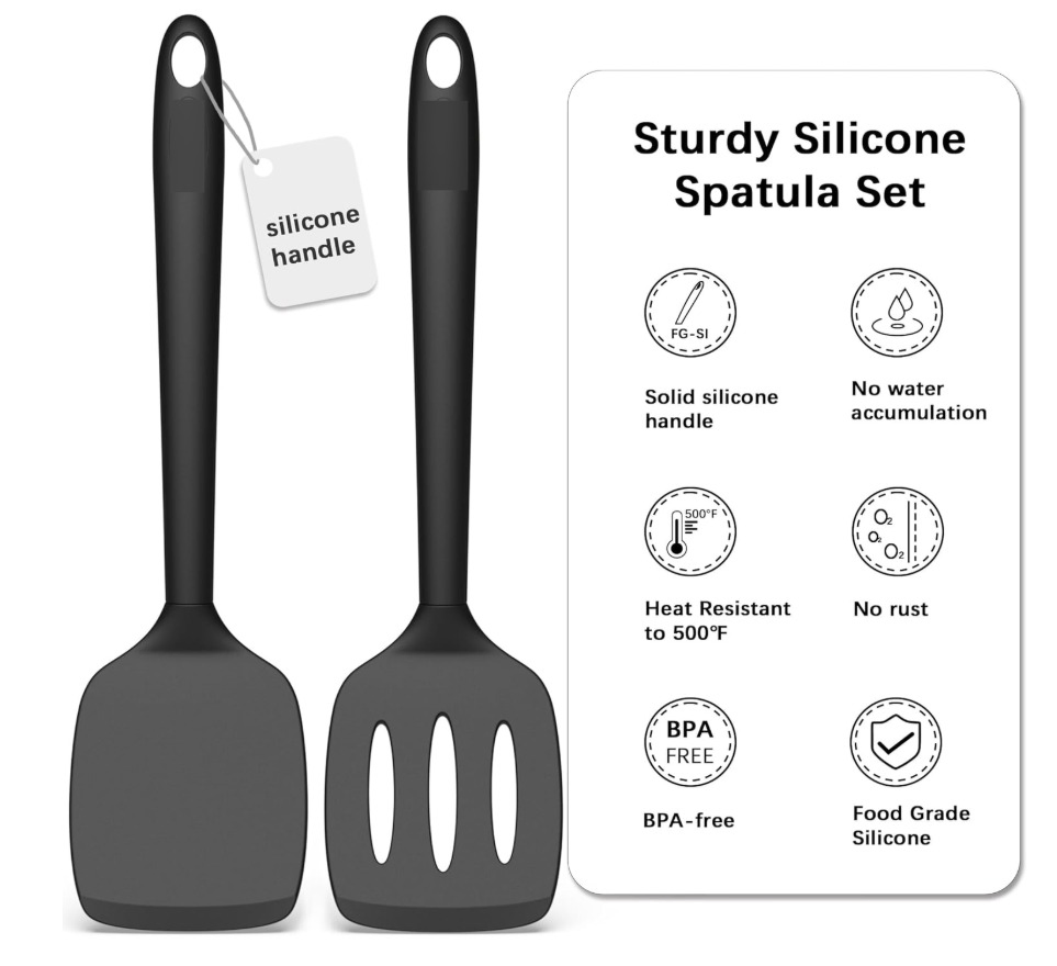 2 Pack Silicone Spatula Set High Heat Resistant, BPA Free Kitchen Spatula
