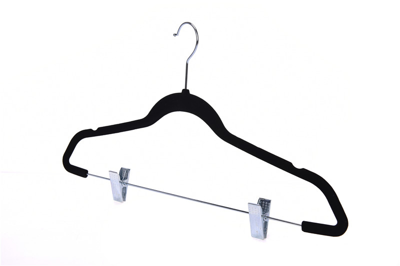 Wholesale Inexpensive Velvet Flocking Suit Coat Hanger with Clip