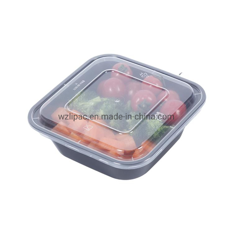 650ml 750ml 1000ml Microwave Safe Food Serving Containers Black Plastic Bento Box Disposable Fast Food Takeaway Boxes
