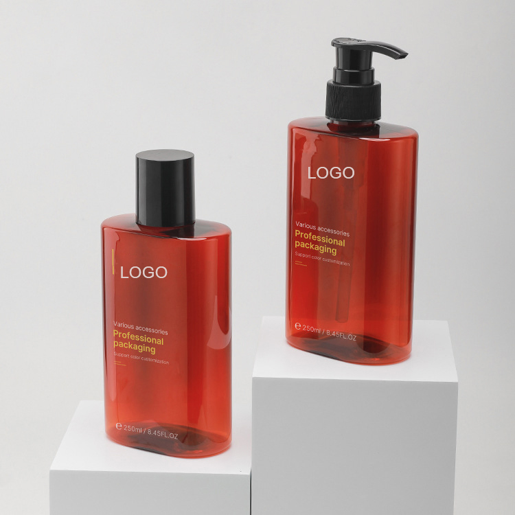 250ml Biodegradable Square Body Wash Shower Gel Pump Bottle Plastic Custom Shampoo Bottle Packaging with Logo