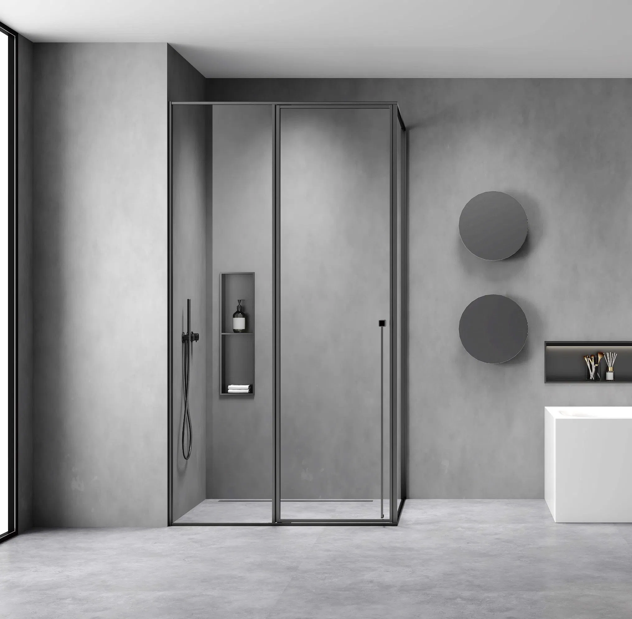 Elegant Shower Enclosure with Sliding Door and Faucet Set