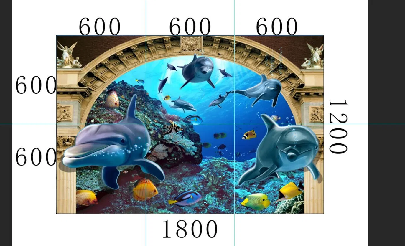 High End Cyrstal Customized Background Wall Screen Swimming Pool Polished Porcelain Ocean Fish Look Floor Ceramic Tile with 3D Effect