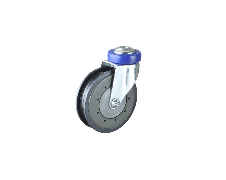 Factory OEM 5 Inch Rigid Bolt Hole Escalator PU Caster Trolley Castor Wheel