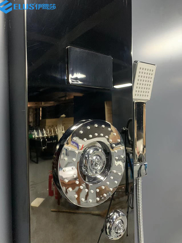 Stainless Steel LED Digital Display Mirror Black Shower Panel