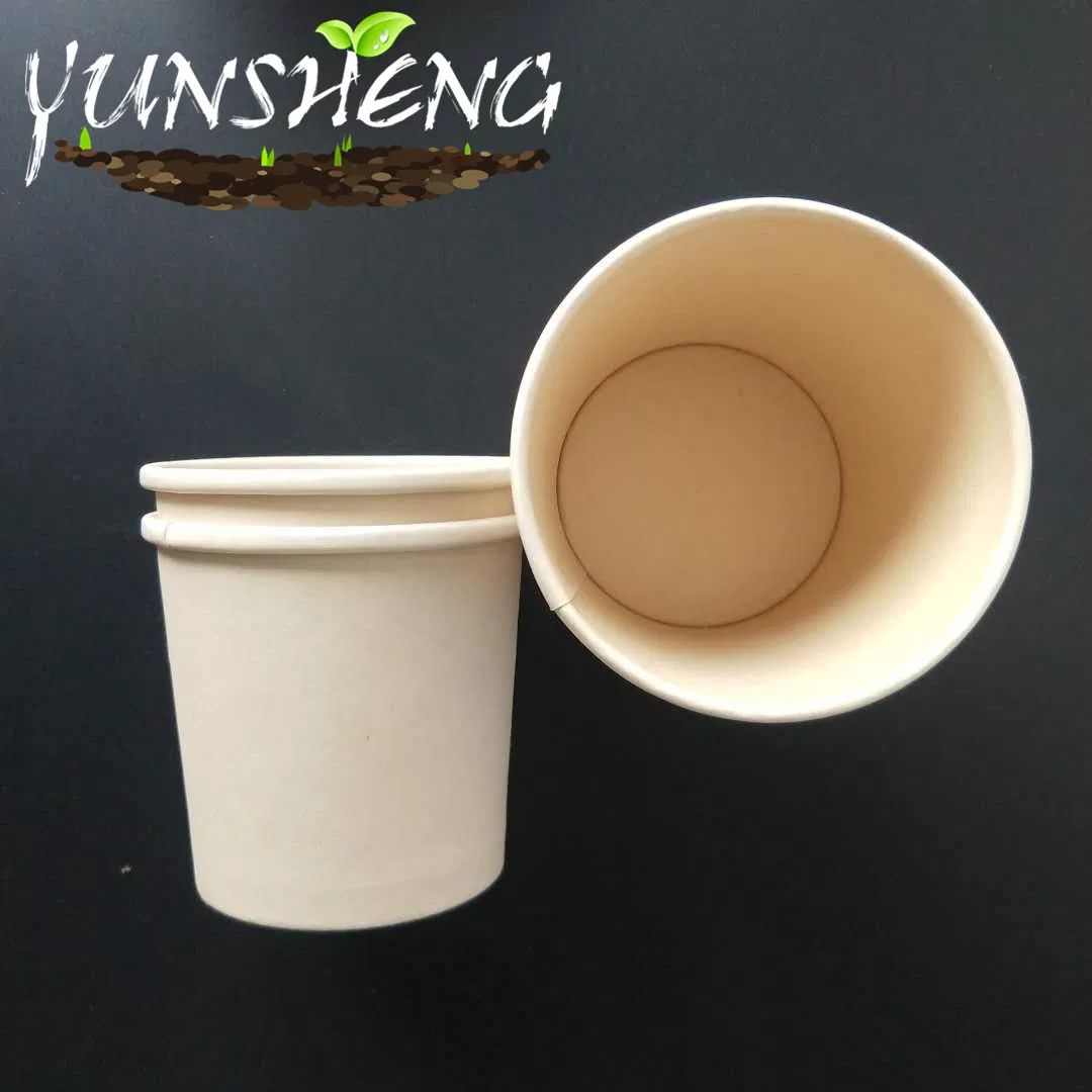 Eco-Friendly Degradable Disposable Kraft Paper Cup/Compostable Light Brown Bamboo Pulp Paper Soup Cup/Ice Cream Cups