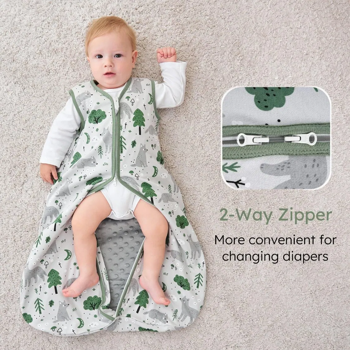 Double Layers Infant Sleeping Swaddle Winter Bag Eco-Friendly Cotton Baby Sleep Sack